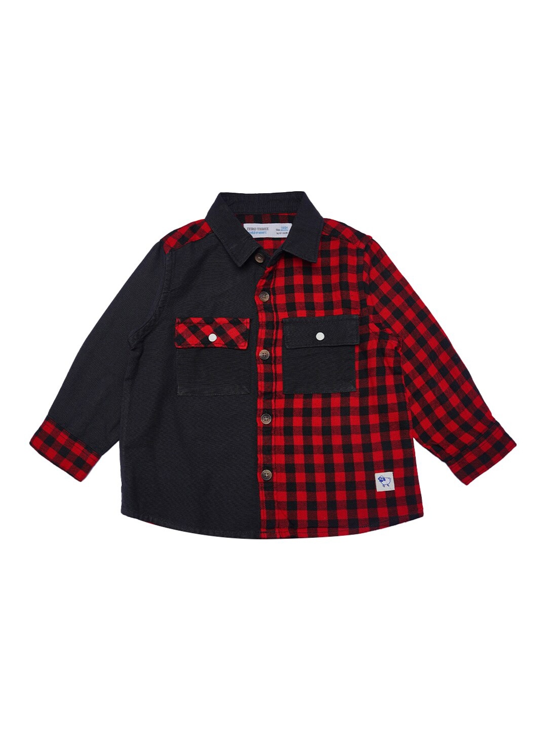 

ZERO THREE Boys Red & Black Custom Checked Pure Cotton Casual Shirt