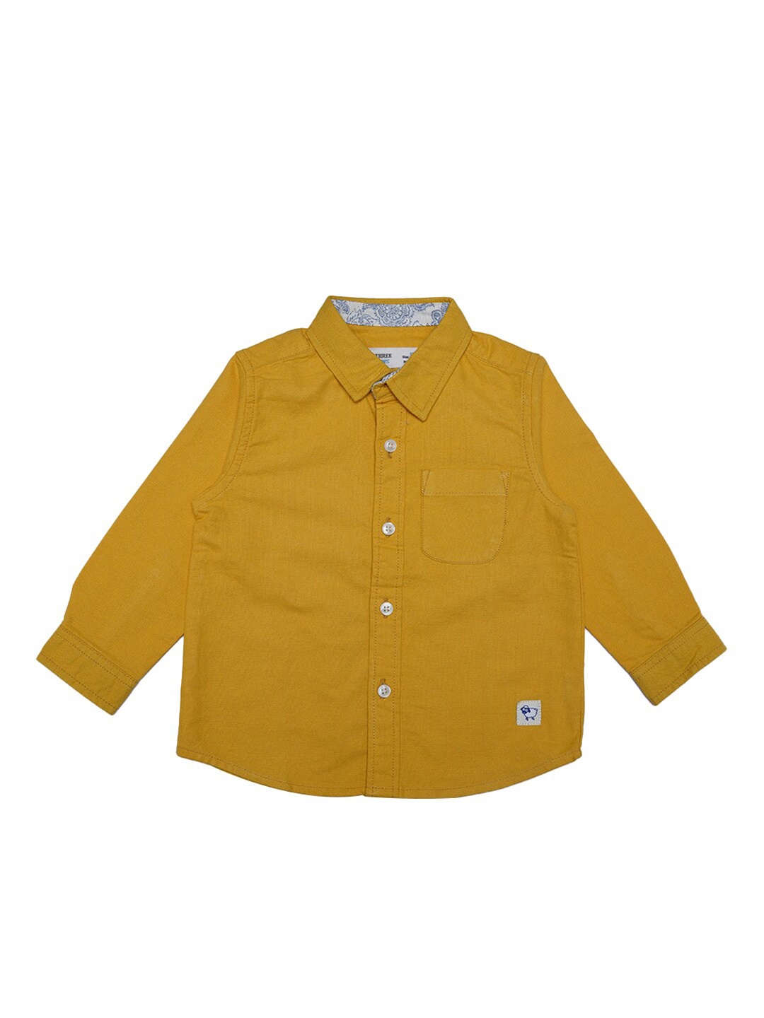 

ZERO THREE Boys Yellow Custom Pure Cotton Casual Shirt