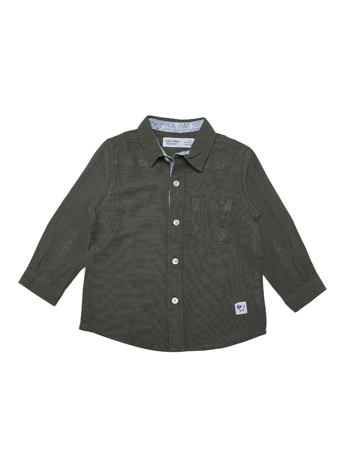 

ZERO THREE Boys Olive Green Custom Pure Cotton Casual Shirt