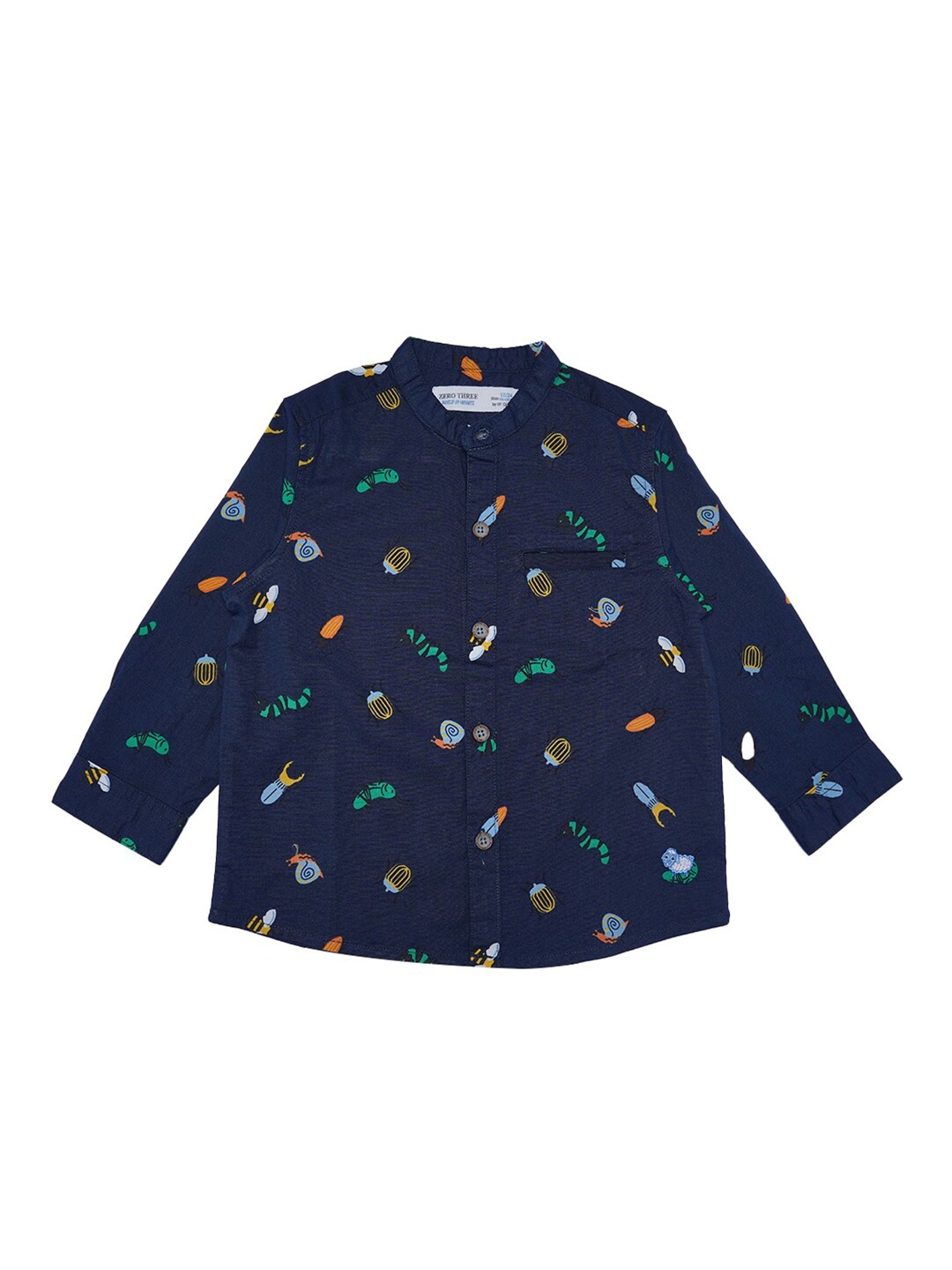 

ZERO THREE Boys Blue Custom Printed Casual Shirt