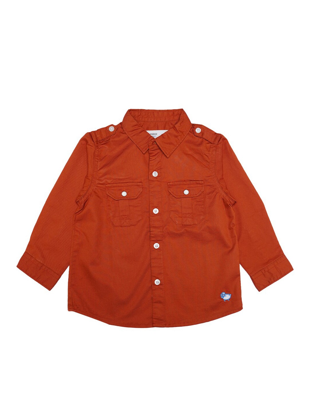 

ZERO THREE Boys Brown Rust Solid Pocket Detail Custom Fit Cotton Casual Shirt