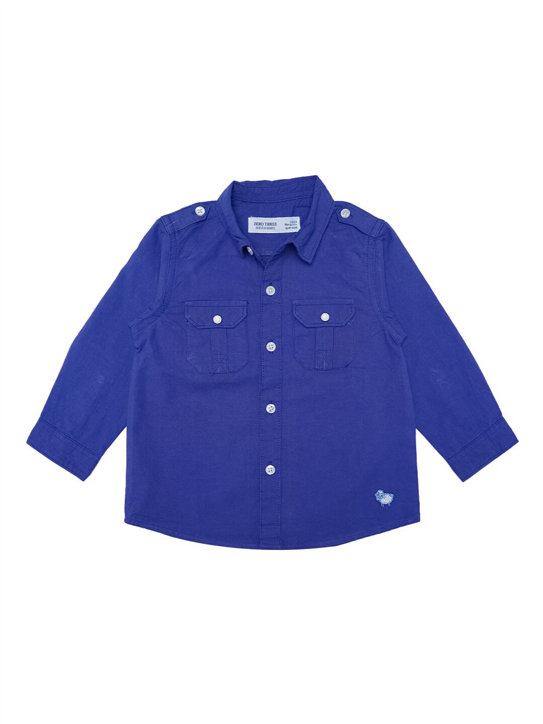 

ZERO THREE Boys Blue Custom Pure Cotton Casual Shirt