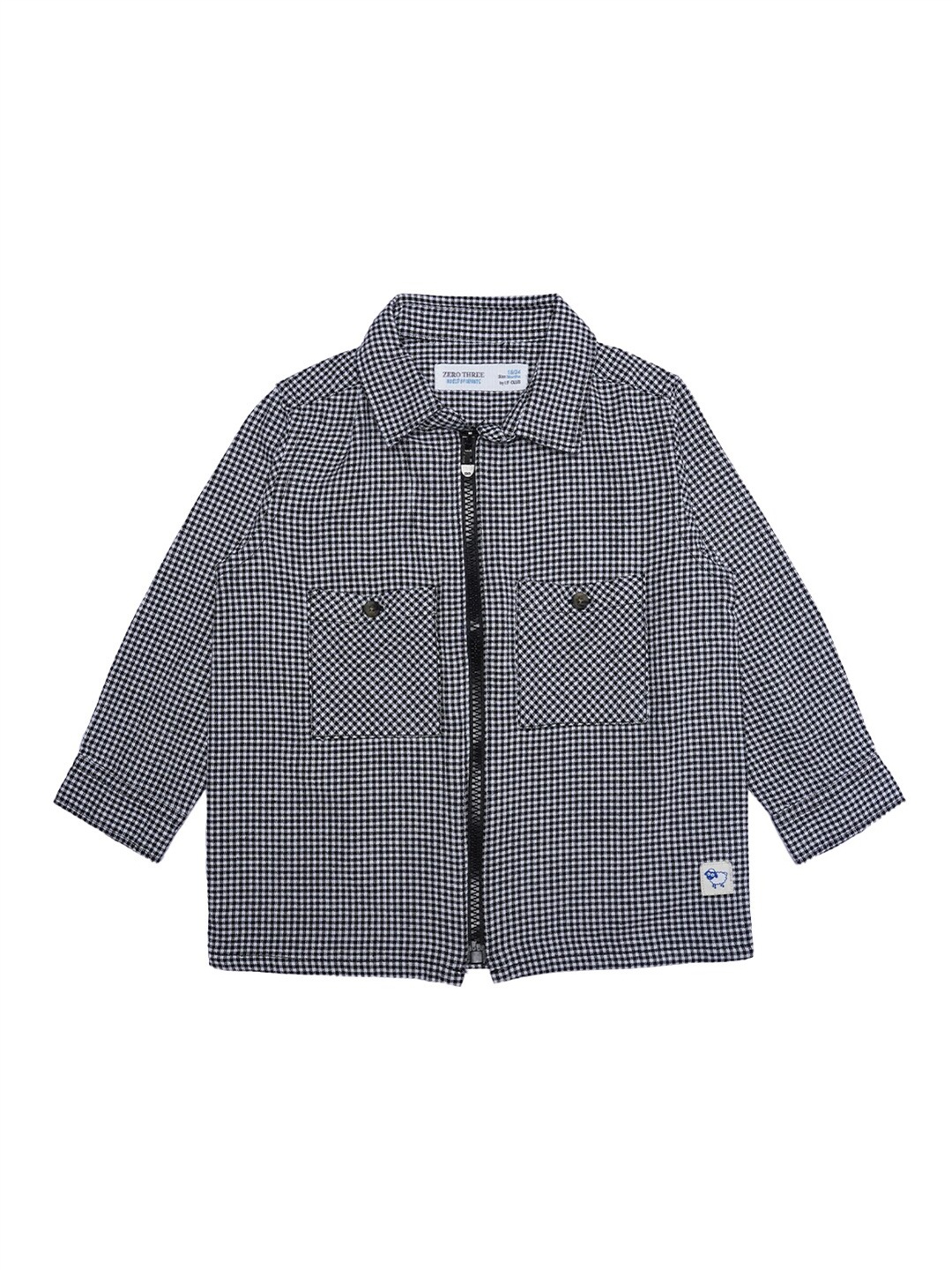 

ZERO THREE Boys Black And White Micro Check Print Custom Fit Cotton Casual Shirt