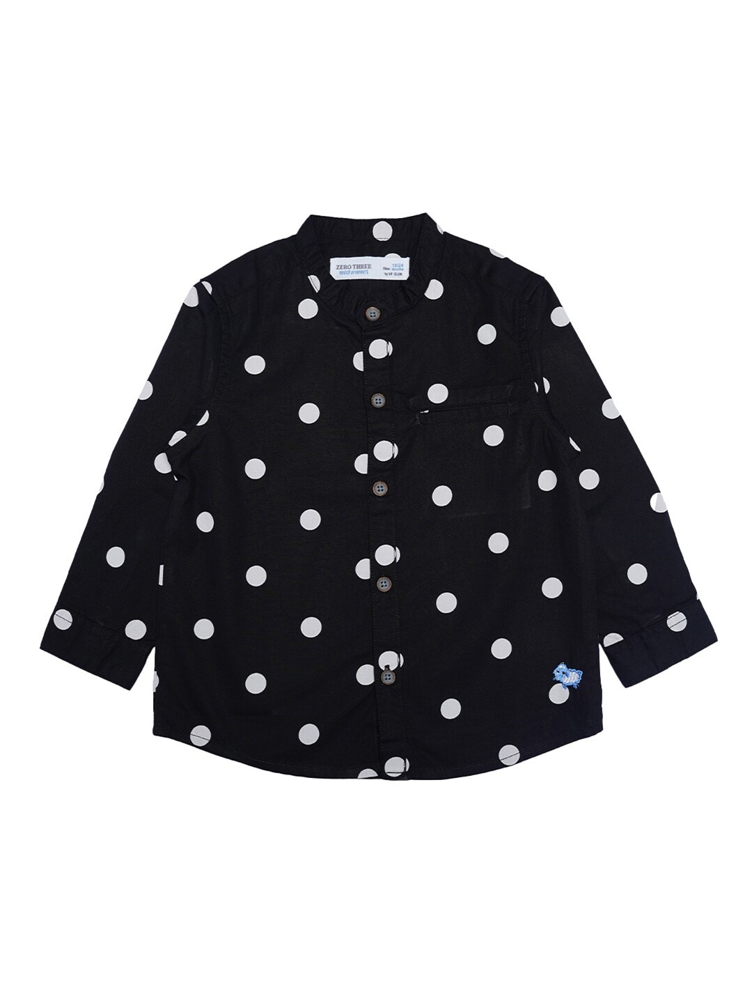 

ZERO THREE Boys Black & white Custom Printed Pure Cotton Casual Shirt