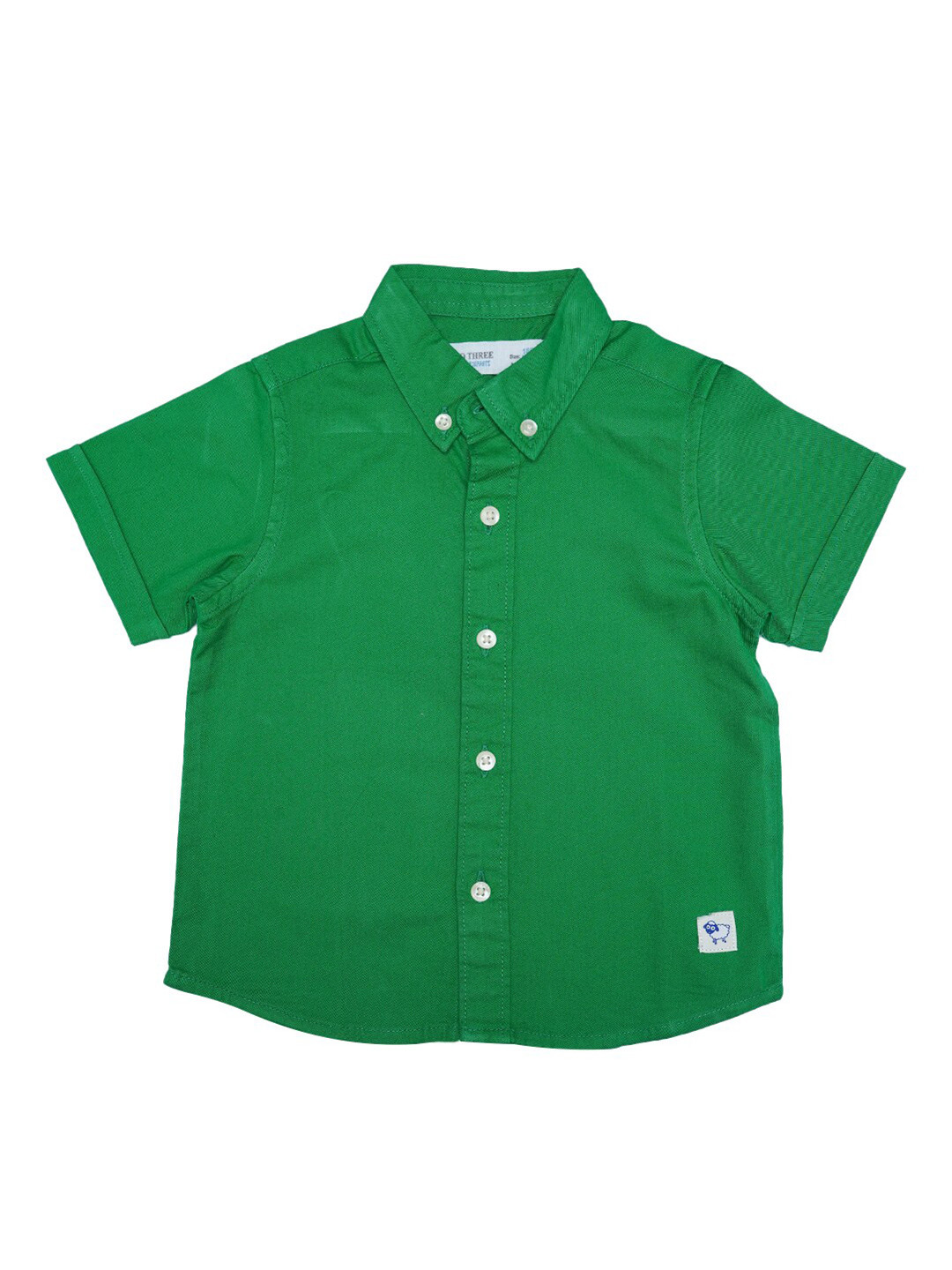 

ZERO THREE Boys Green Solid Button Down Collar Half Sleeves Custom Fit Cotton Casual Shirt