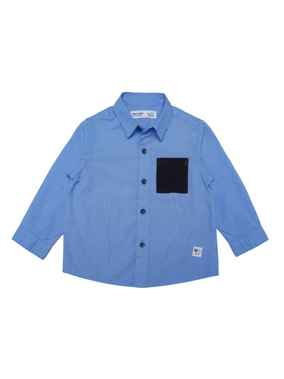 

ZERO THREE Boys Blue Custom Casual Cotton Shirt