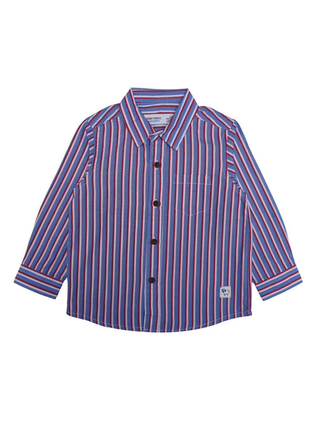

ZERO THREE Boys Blue Custom Striped Casual Cotton Shirt