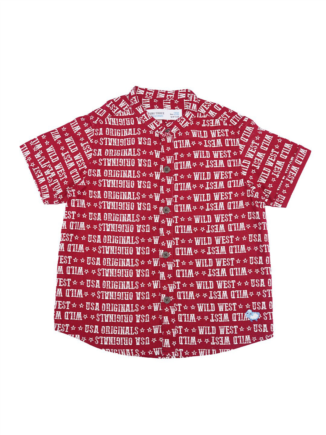 

ZERO THREE Boys Maroon & Cream Custom Printed Pure Cotton Casual Shirt