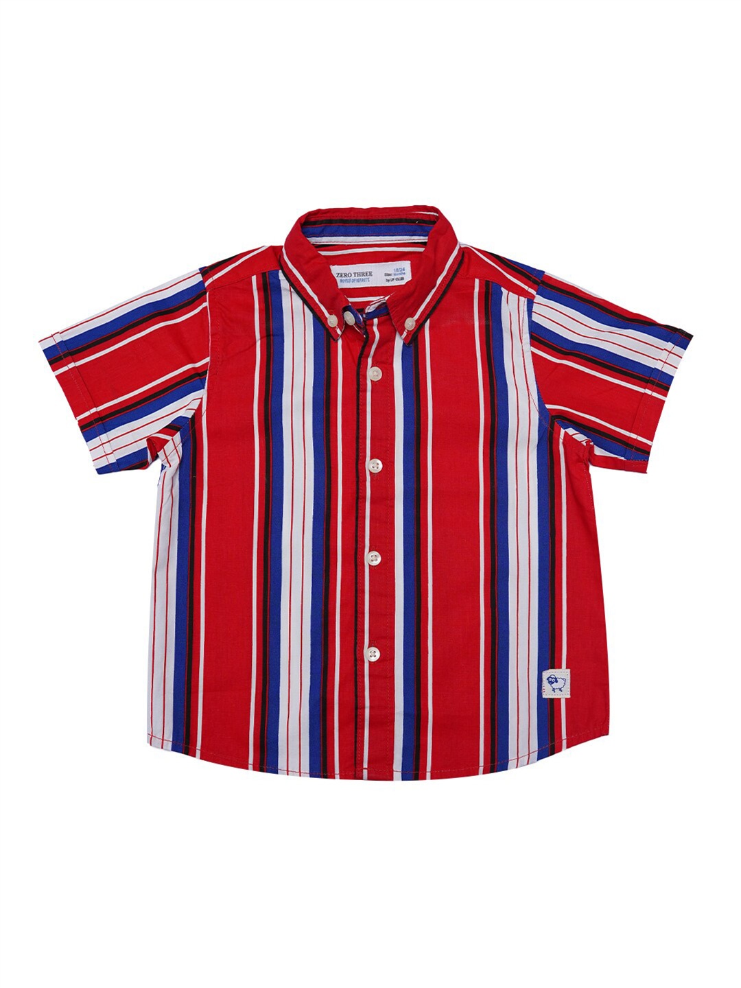 

ZERO THREE Boys Red Custom Multi Stripes Striped Casual Cotton Shirt