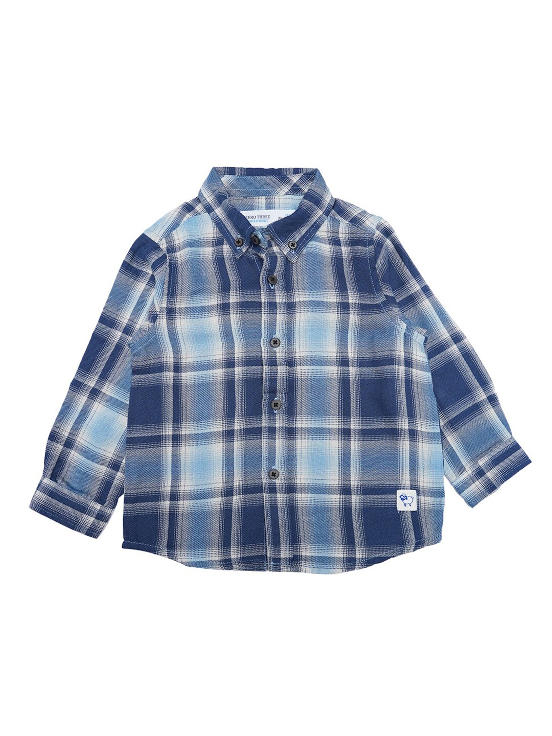 

ZERO THREE Boys Blue Custom Tartan Checked Casual Cotton Shirt