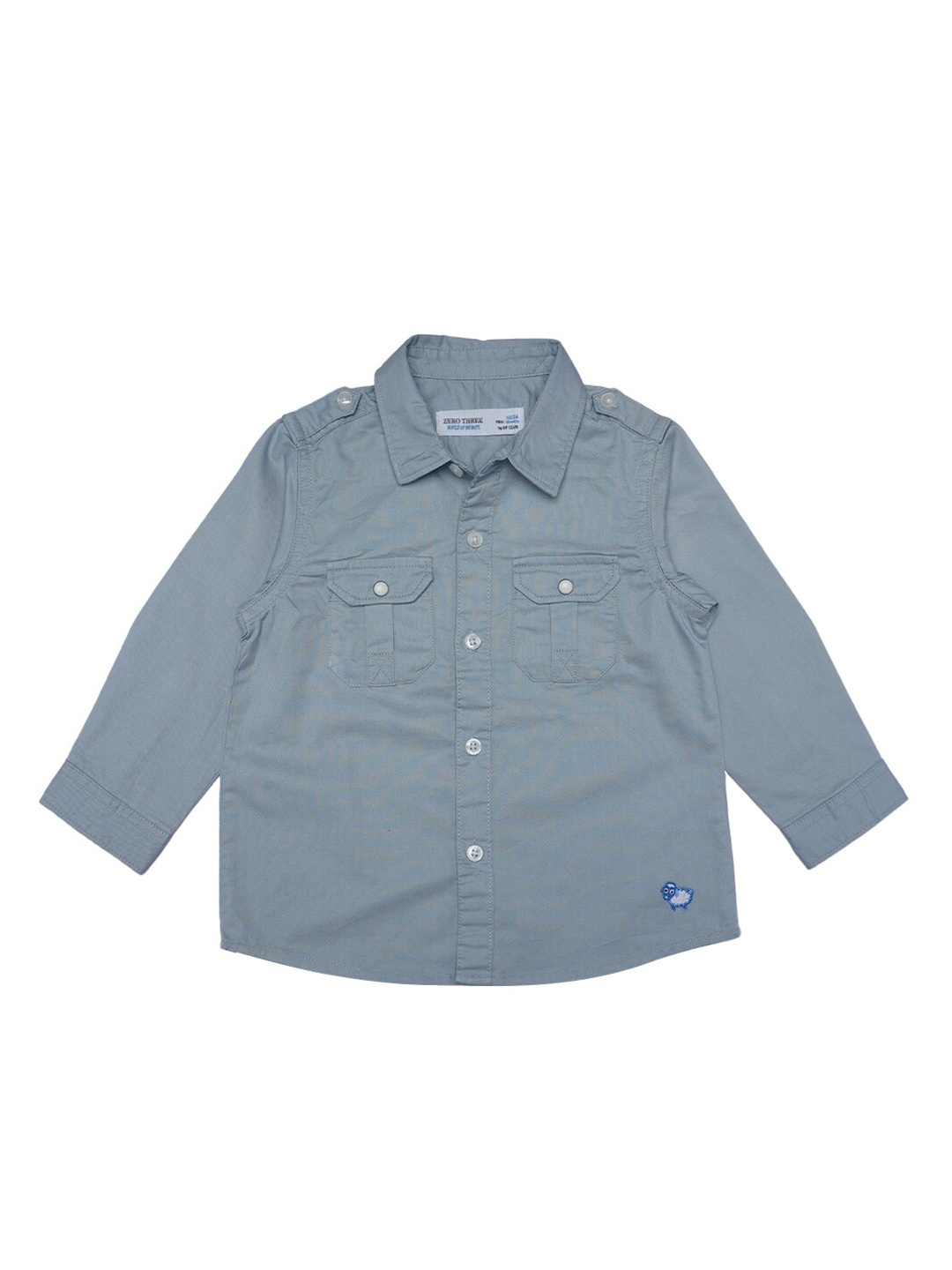

ZERO THREE Boys Grey Custom Pure Cotton Casual Shirt