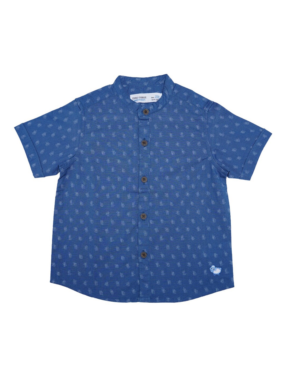 

ZERO THREE Boys Blue Custom Printed Pure Cotton Casual Shirt