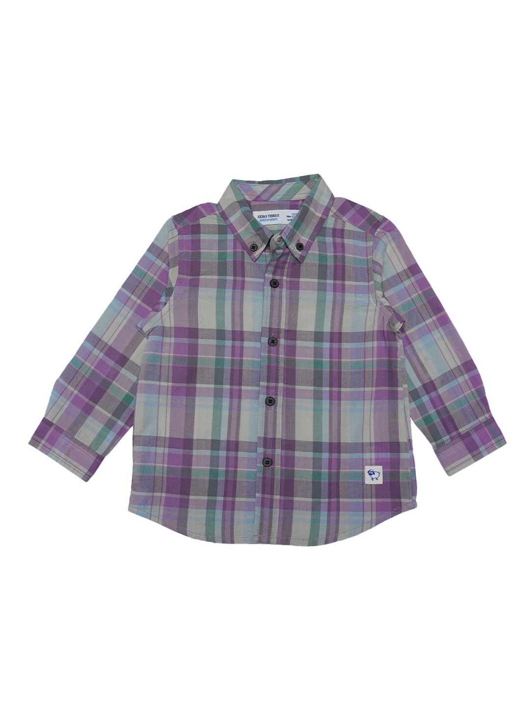 

ZERO THREE Boys Purple Custom Tartan Checked Casual Cotton Shirt