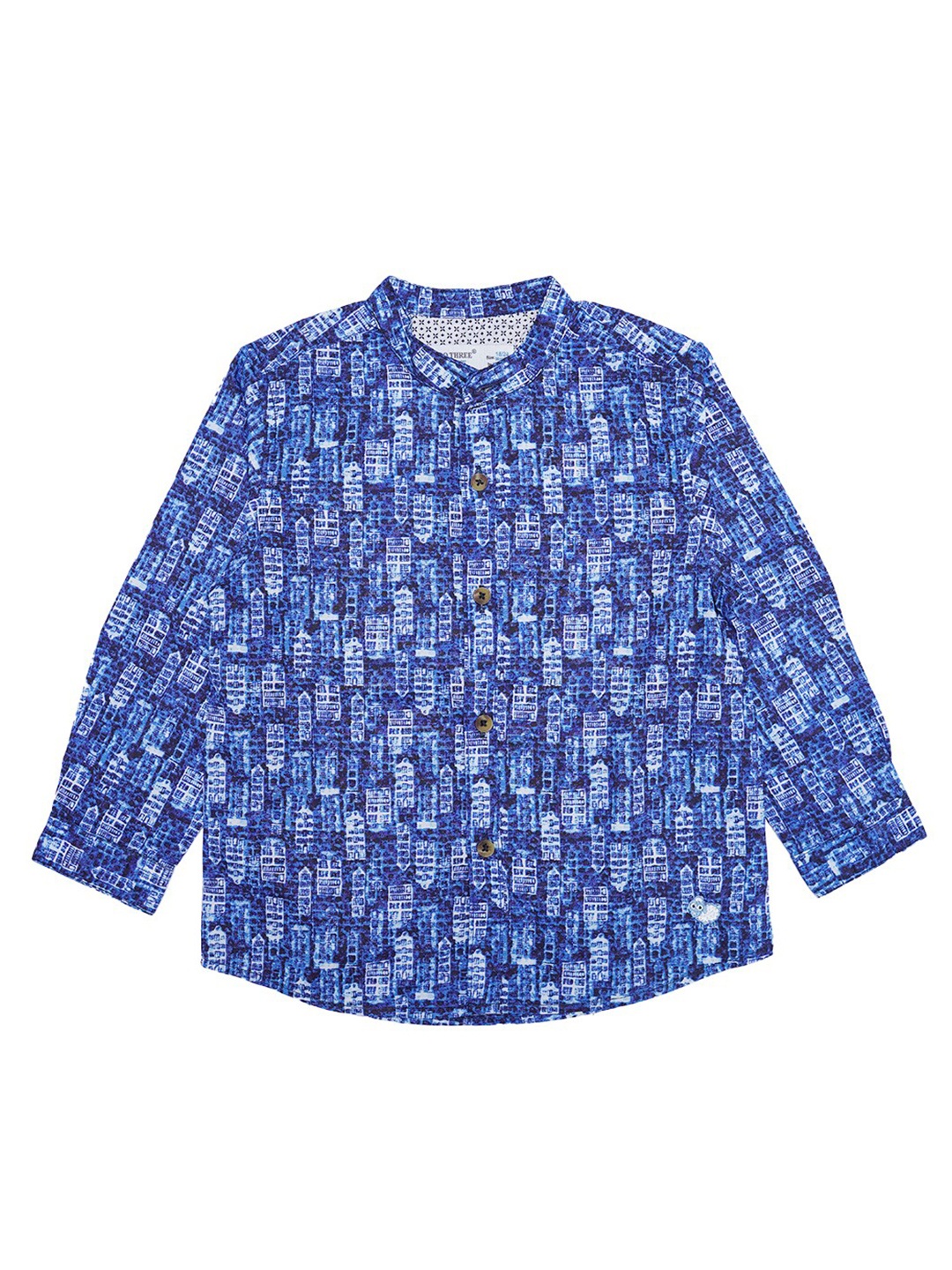 

ZERO THREE Boys Blue Custom Printed Casual Cotton Shirt