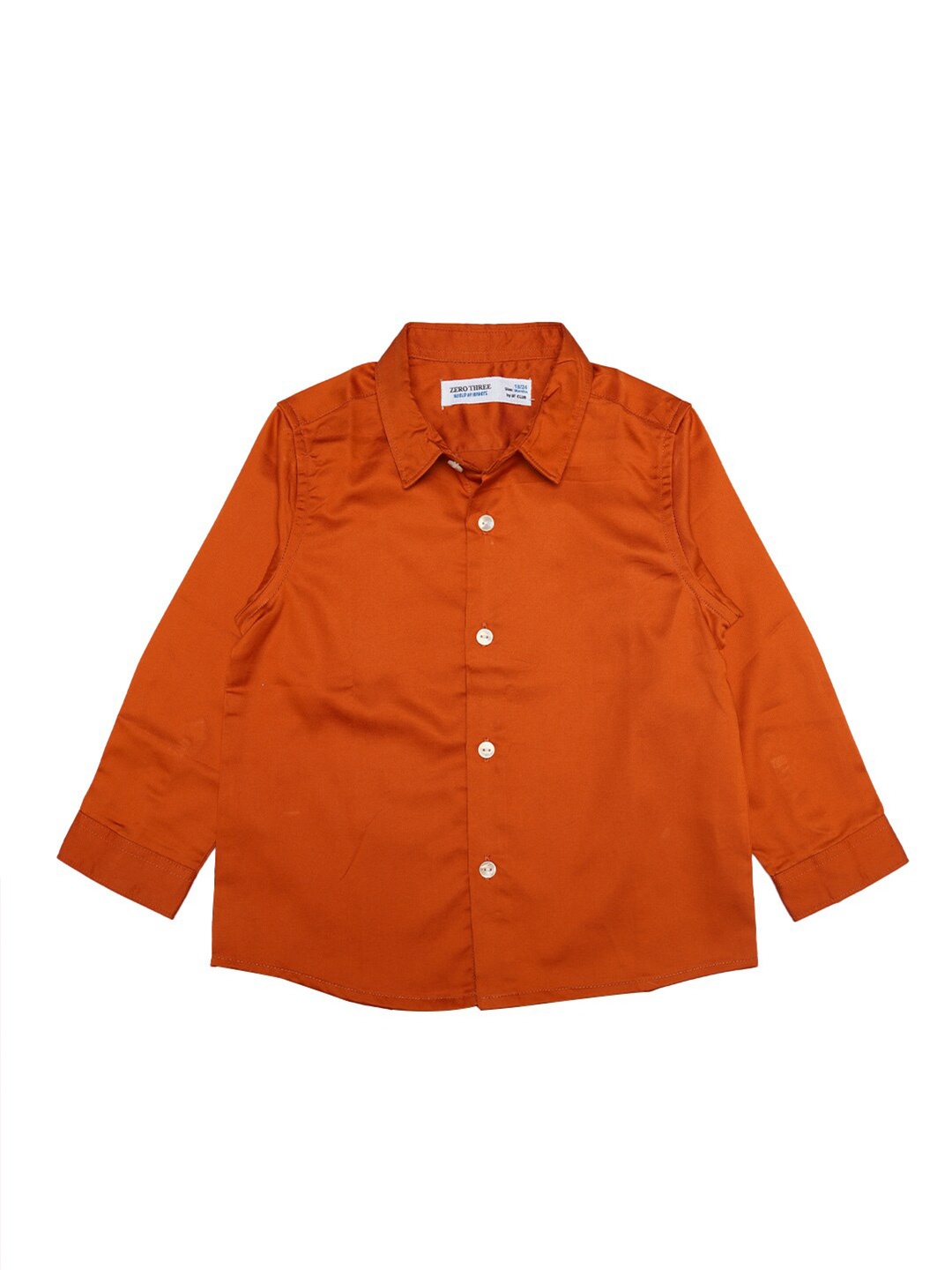 

ZERO THREE Boys Orange Custom Casual Cotton Shirt