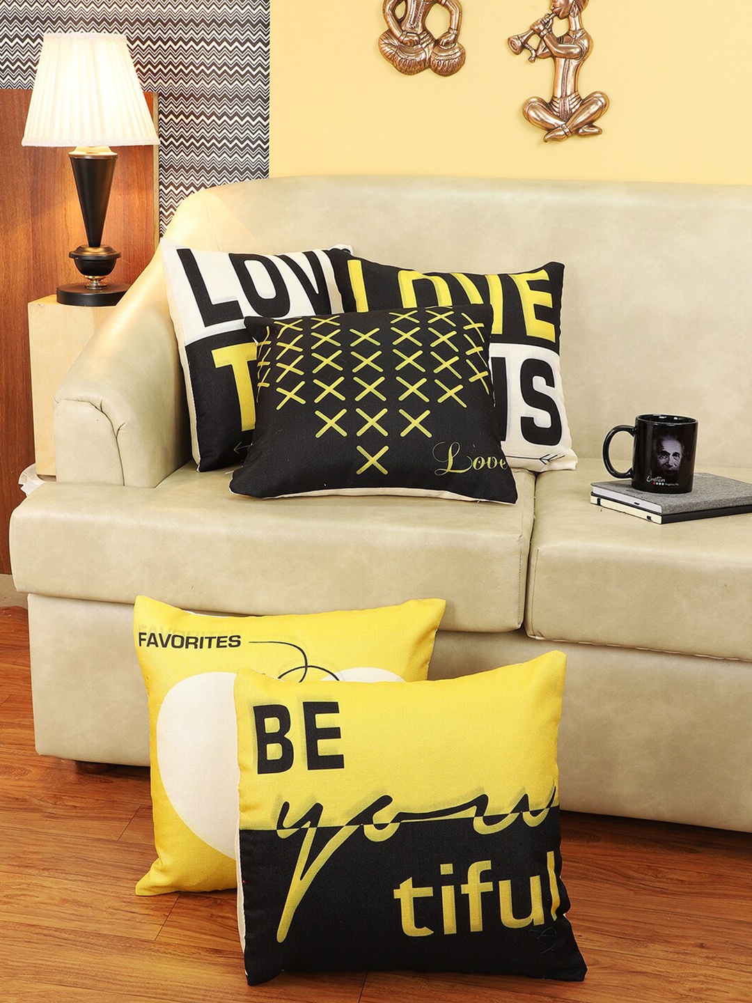 

CDI Set of 5 Square Cushion Covers, Yellow