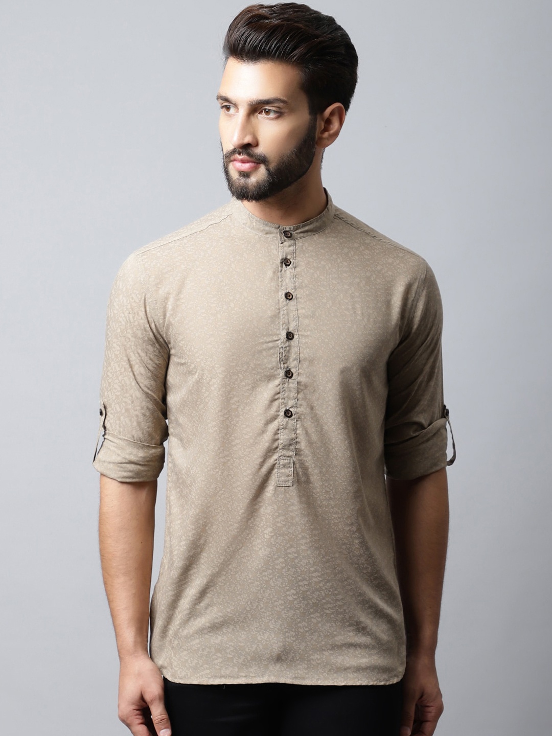 

even Men Beige Floral Thread Work Kurta