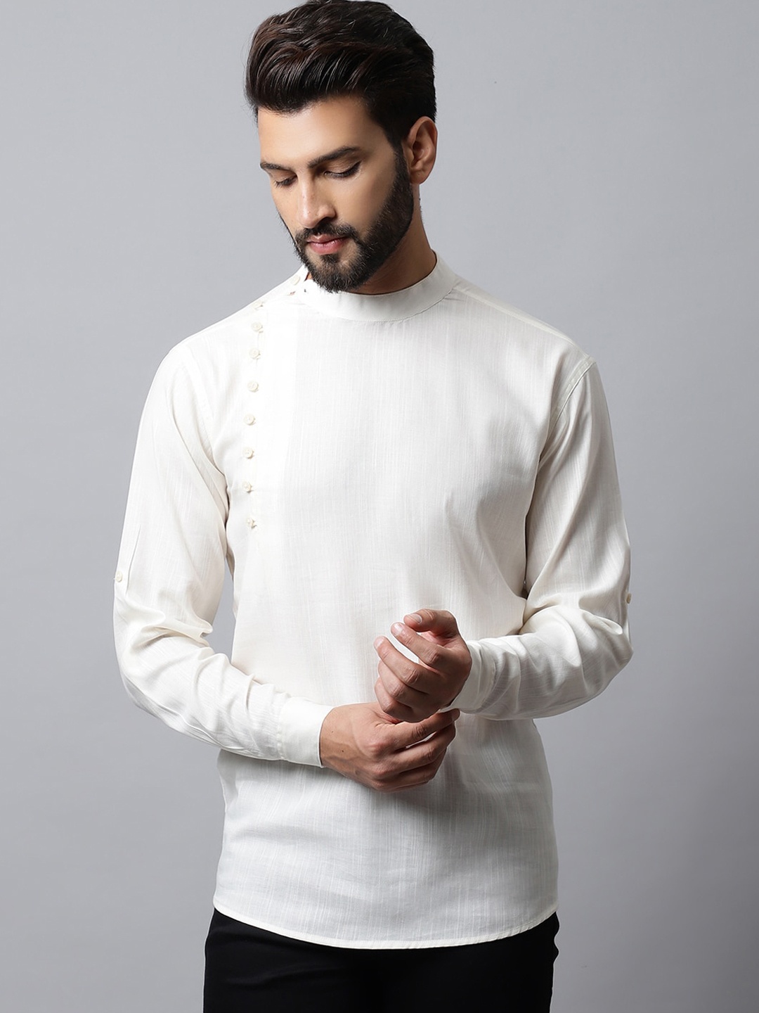 

even Men White Thread Work Kurta