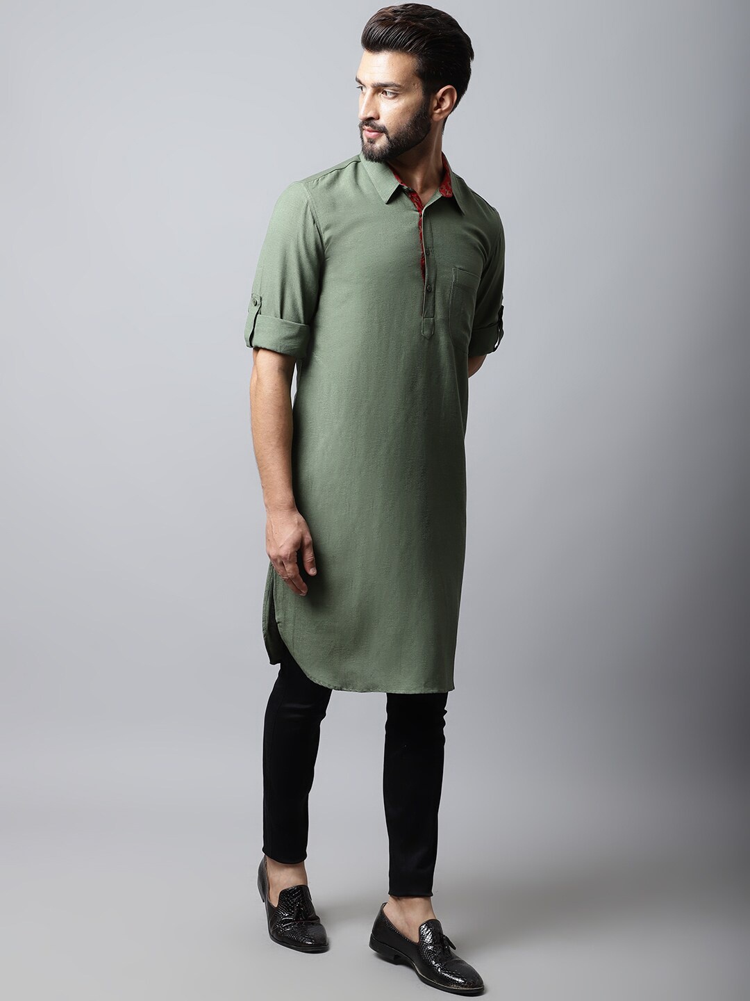 

even Men Green Pathani Kurta