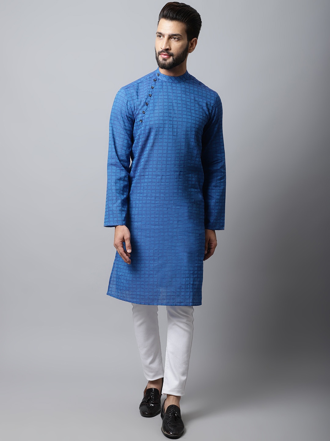 

even Men Blue Thread Work Kurta