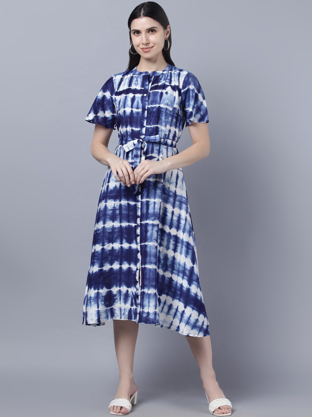 

Myshka Blue Tie and Dye Midi Dress