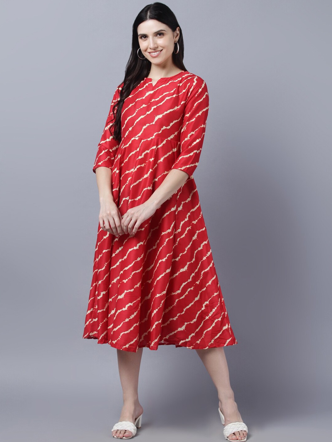 

Myshka Red A-Line Midi Dress