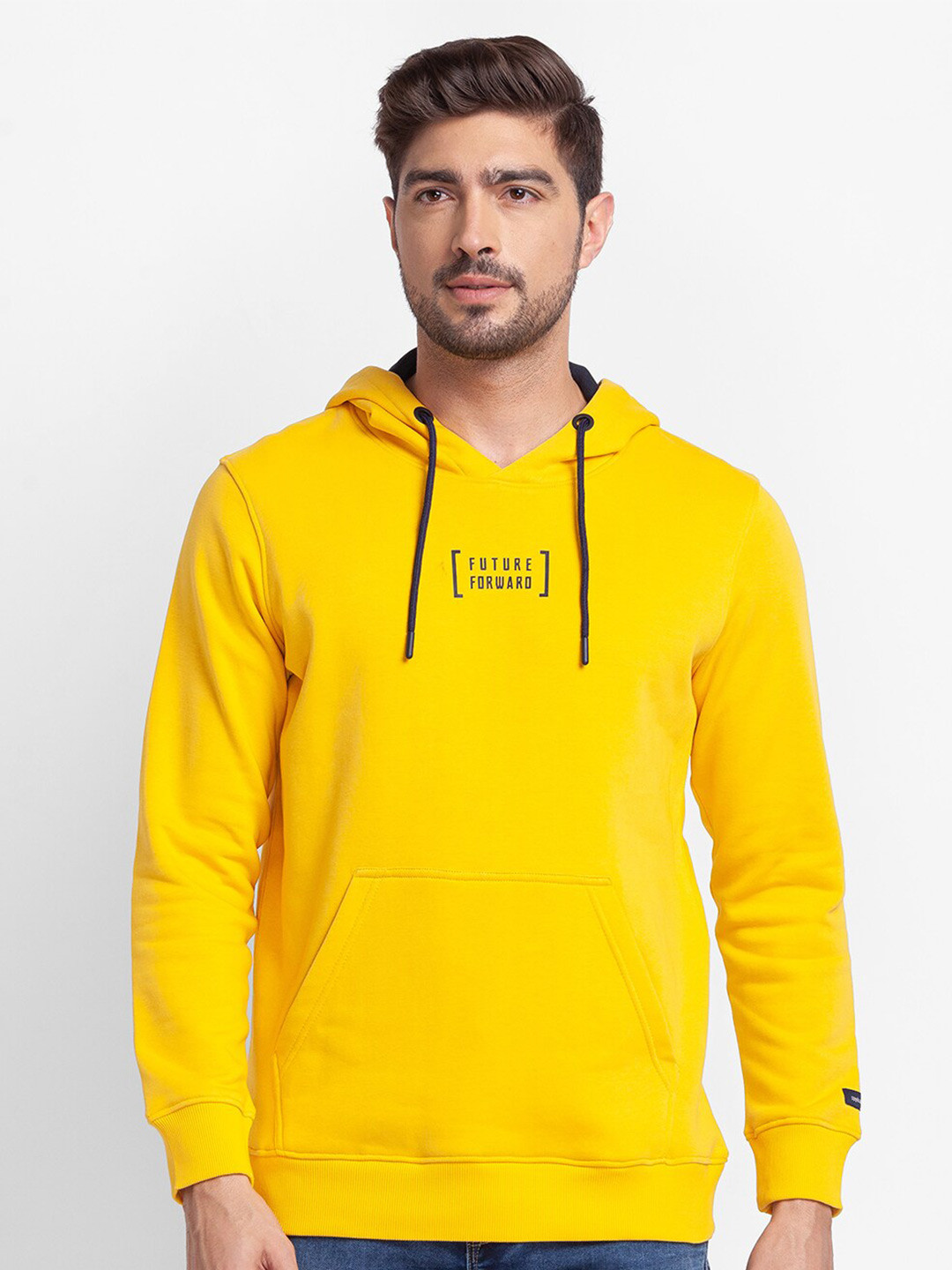 

SPYKAR Men Hooded Sweatshirt, Yellow