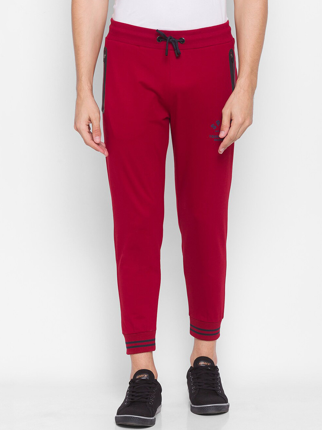 

SPYKAR Men Red Solid Cotton Joggers
