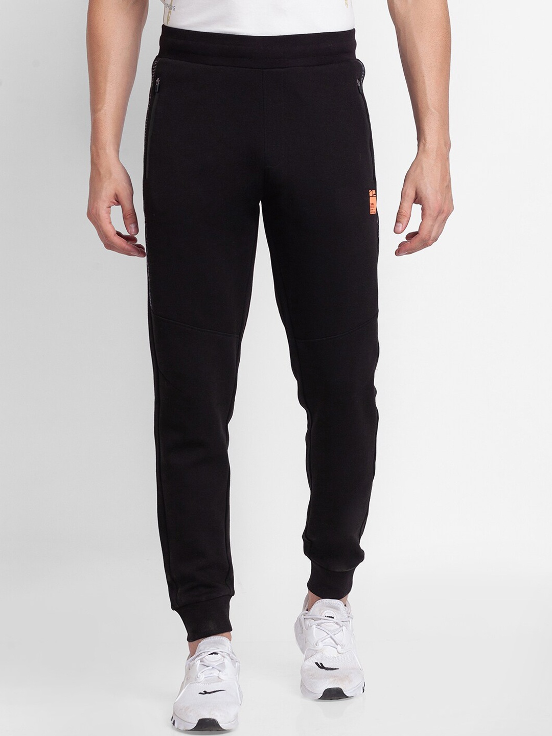 

SPYKAR Men Plus size Black Solid Cotton Slim-Fit Track Pants