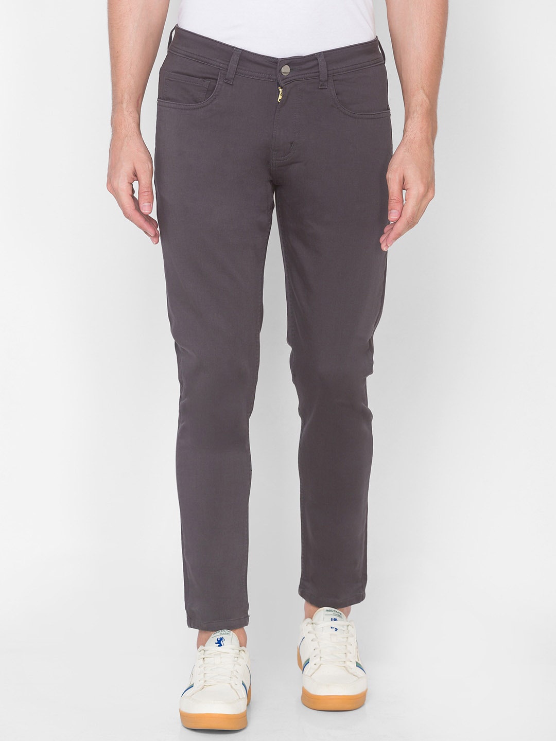

SPYKAR Men Grey Slim Fit Trousers