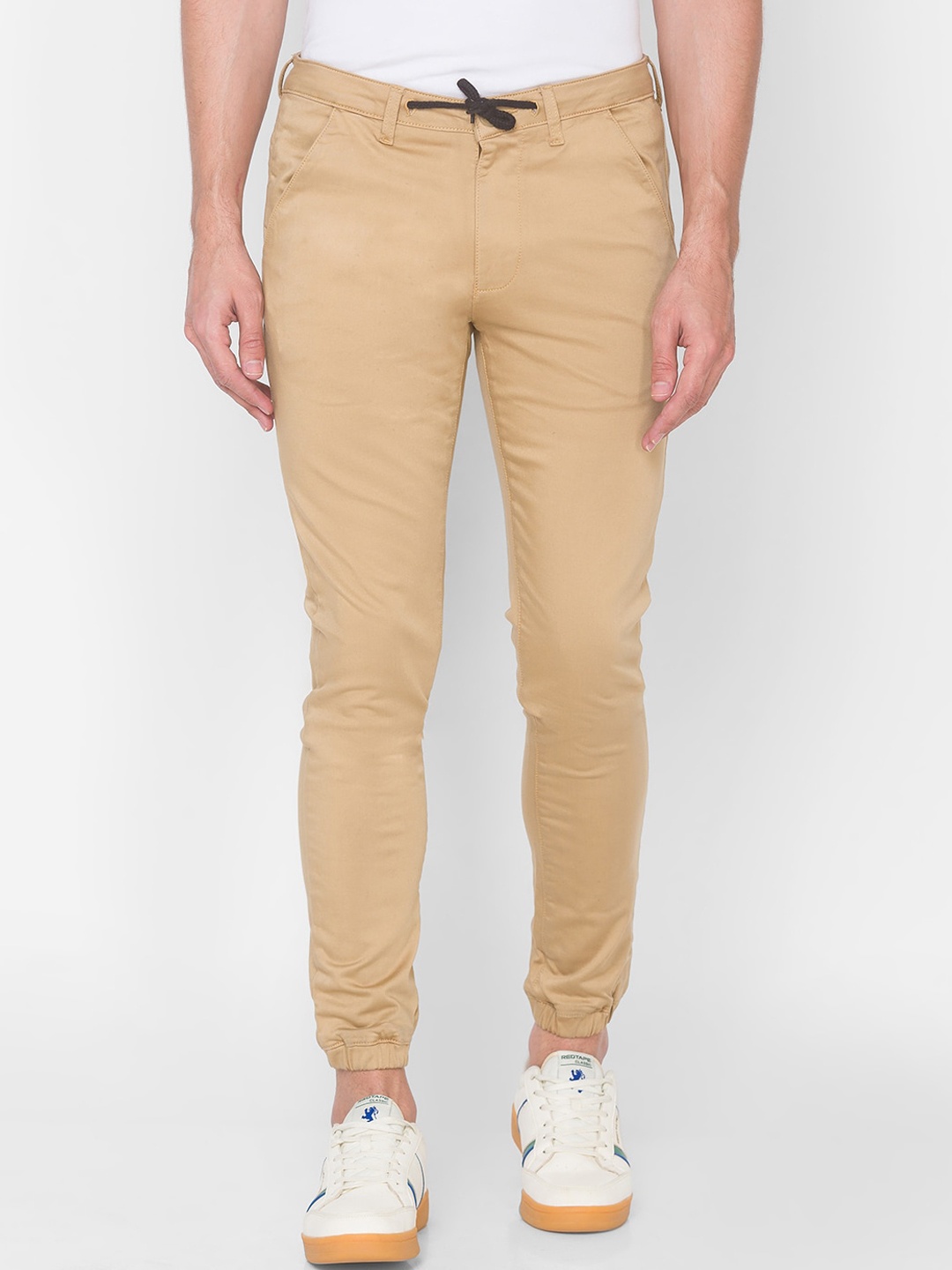 

SPYKAR Men Khaki Cotton Joggers Trouser