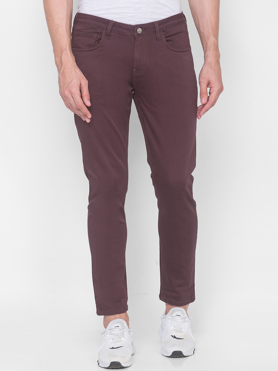 

SPYKAR Men Maroon Slim Fit Trousers