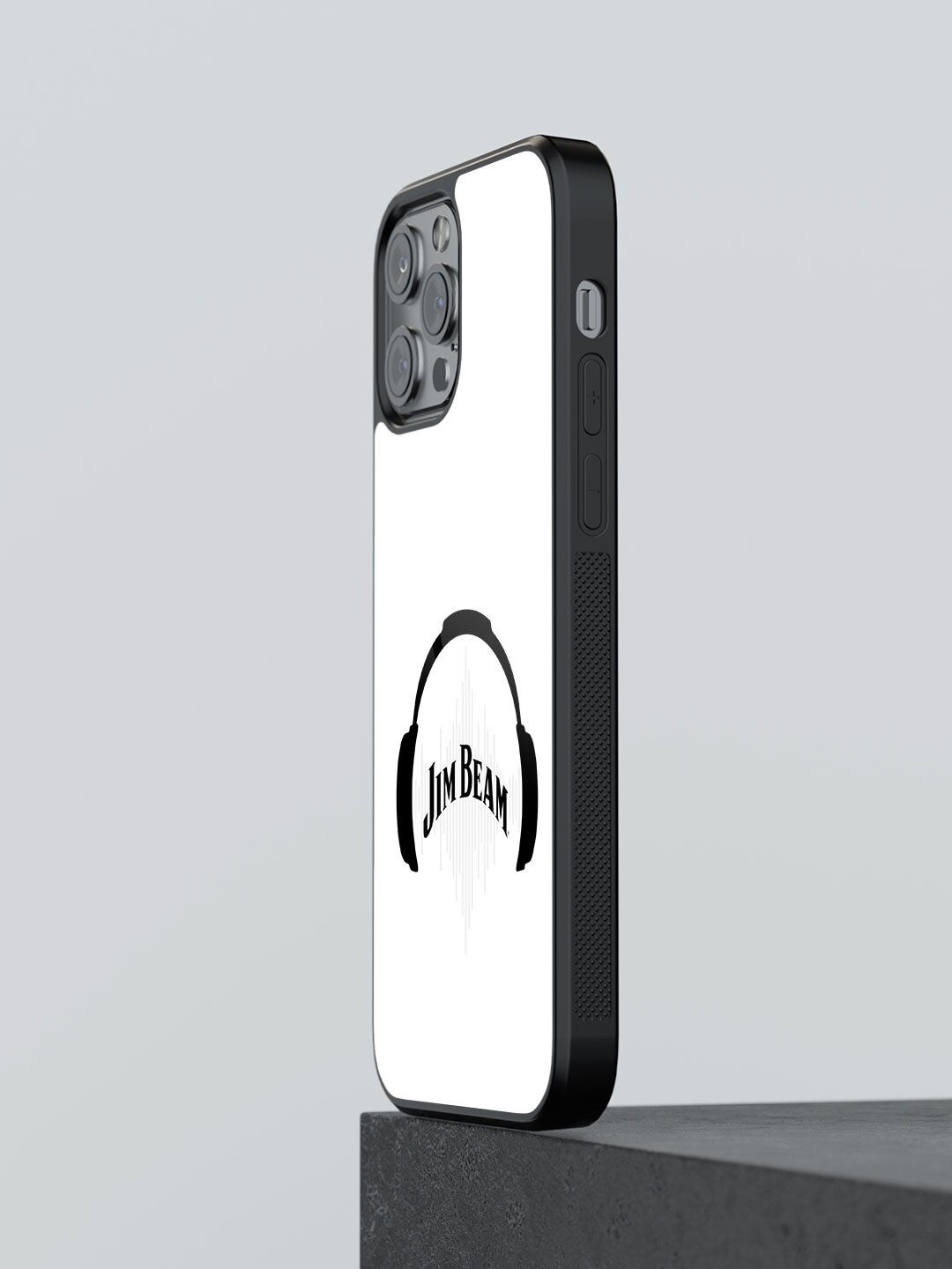 

macmerise White & Black Printed Jim Beam Solid Sound iPhone 13 Pro Glass Phone Back Case