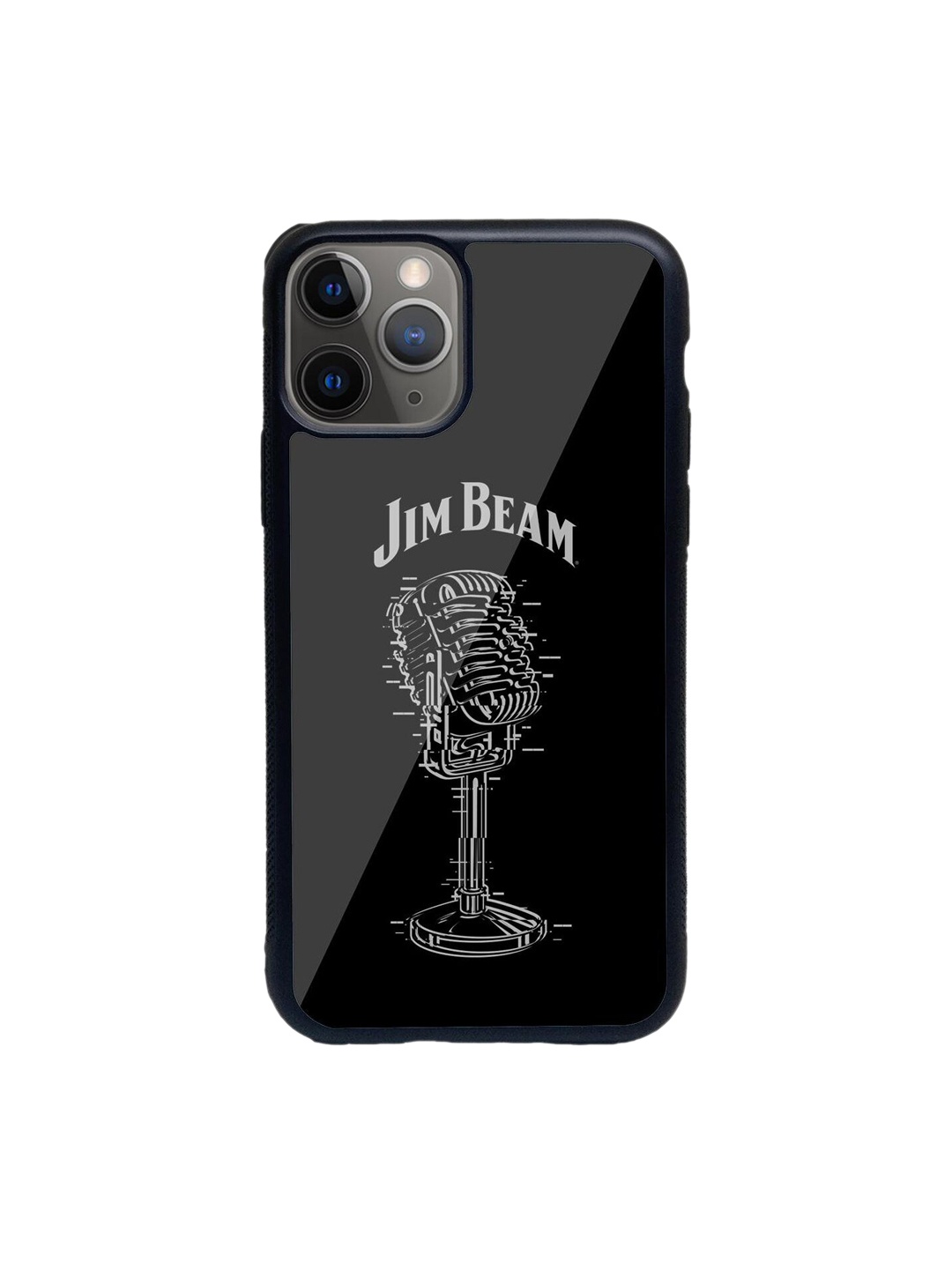 

macmerise Black Jim Beam Retro Mic Printed iPhone 11 Pro Glass Back Case