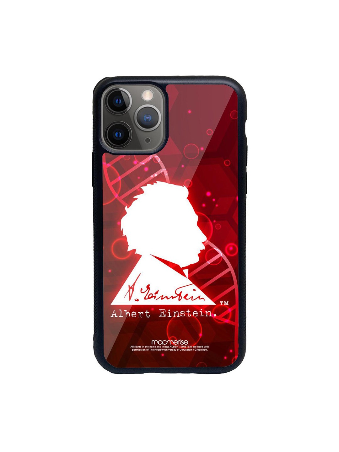 

macmerise Red & White Genius Albert Einstein Printed iPhone 11 Pro Glass Phone Back Case