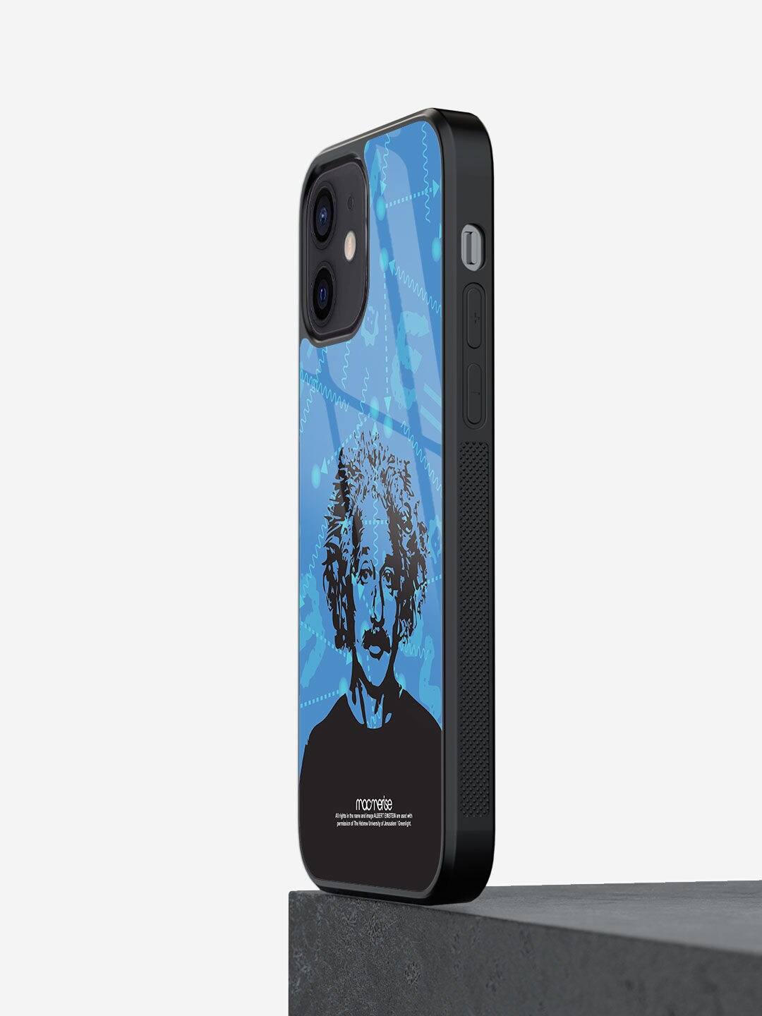 

macmerise Blue & Black Printed Wise Albert Einstein Glass iPhone 12 Back Case