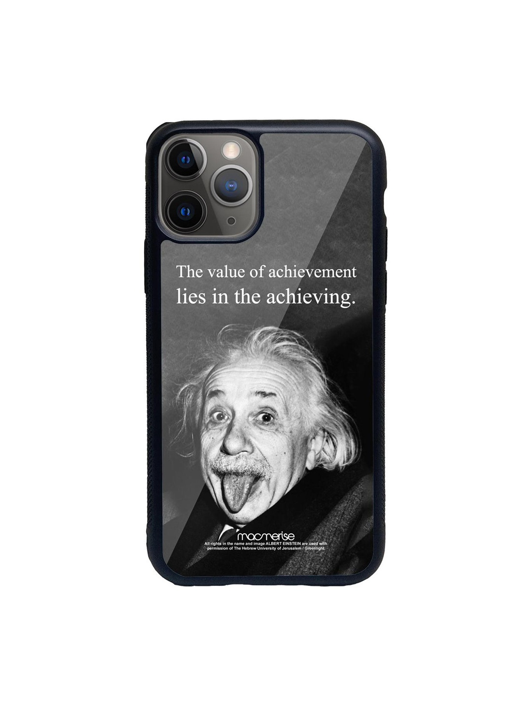 

macmerise Black Albert Einstein Printed iPhone 11 Pro Glass Phone Back Case