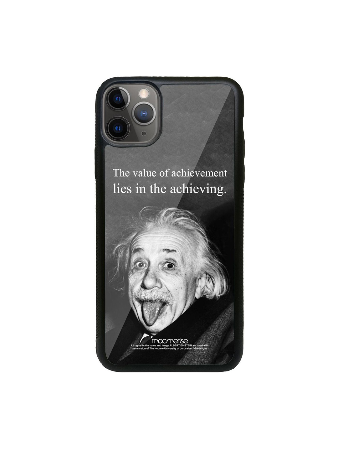 

macmerise Black Albert Einstein Printed iPhone 11 Pro Max Glass Phone Case