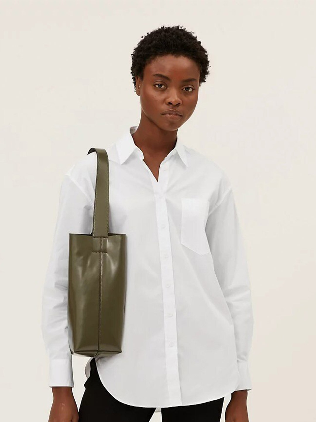 

Marks & Spencer Women White Solid Pure Cotton Casual Shirt