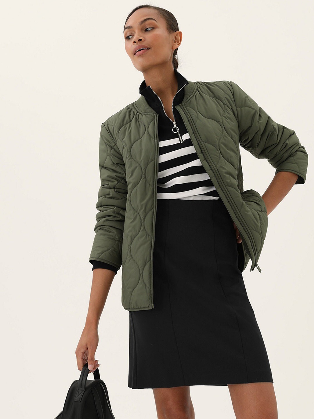 

Marks & Spencer Women Black Solid Pencil Skirt