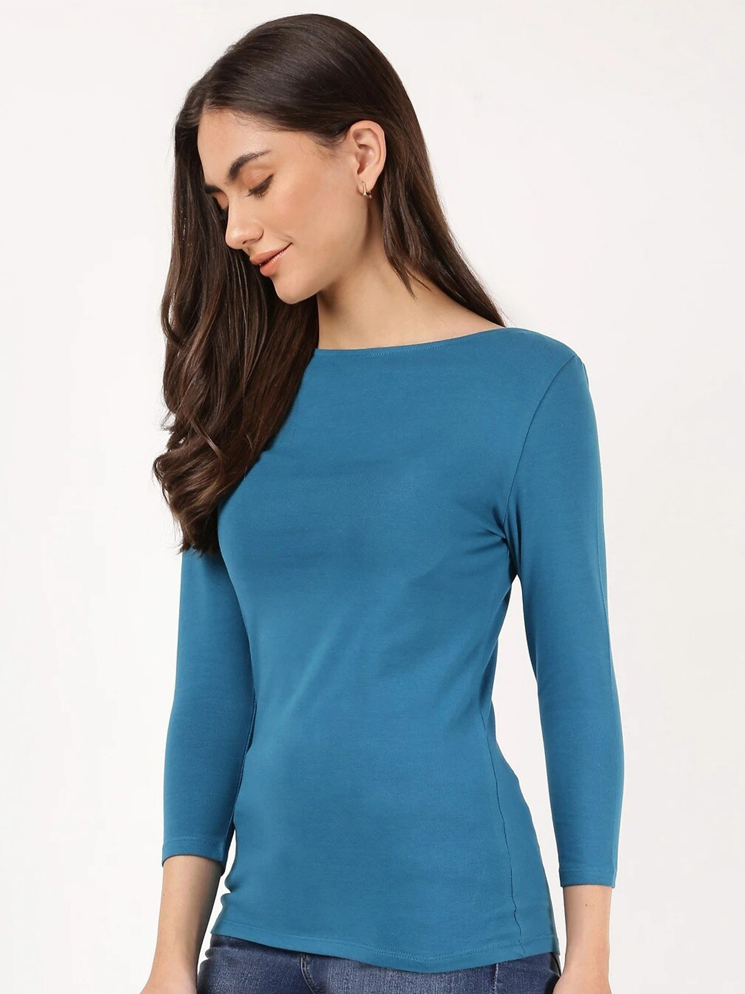 

Marks & Spencer Women Teal Slim Fit T-shirt