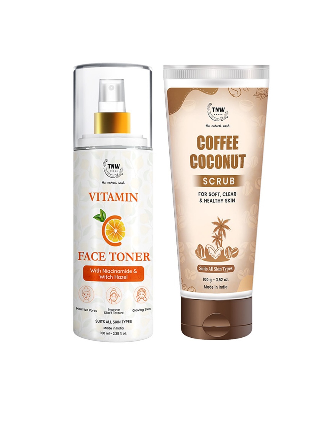 

TNW the natural wash Vitamin C Face Toner & Coffee Coconut Scrub, White