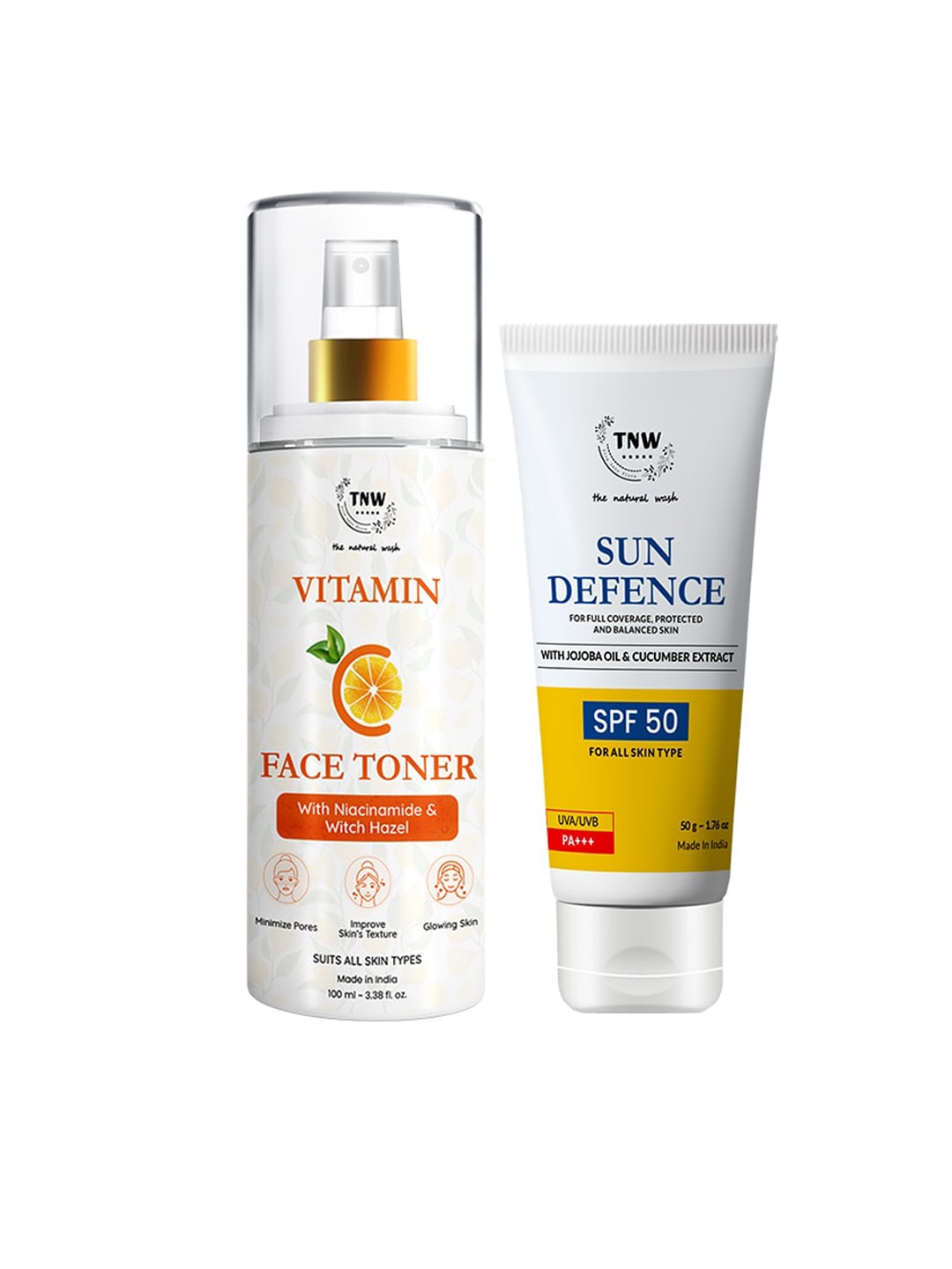 

TNW the natural wash Set Of 2 Vitamin C Face Toner & Sun Defense Cream 150ml, White