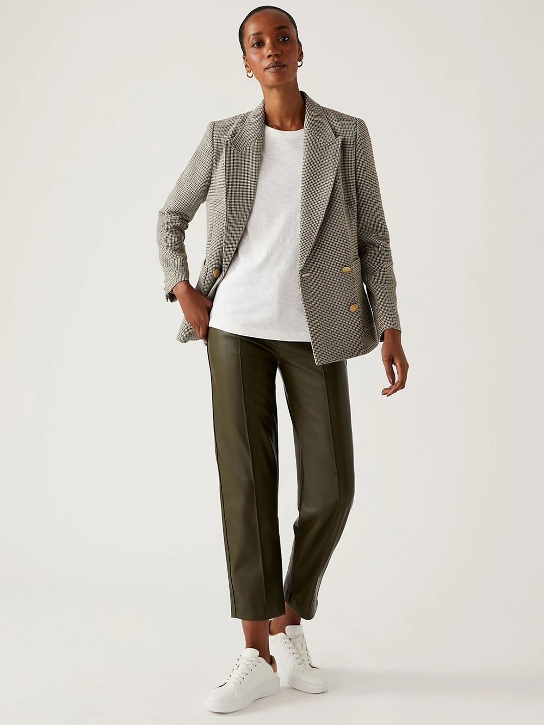 

Marks & Spencer Women Khaki High-Rise Trousers