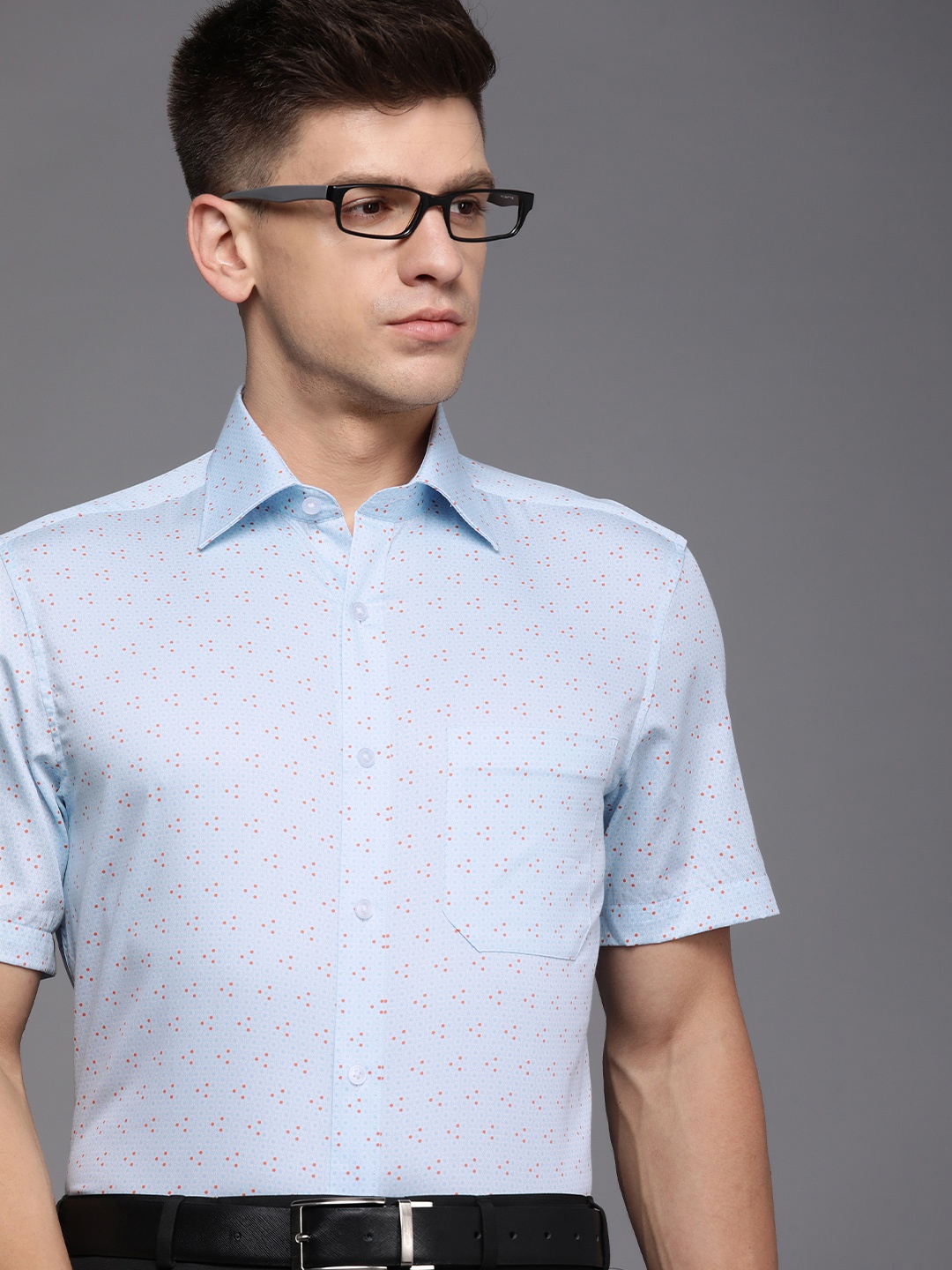 

Louis Philippe Men Blue Classic Floral Printed Pure Cotton Formal Shirt