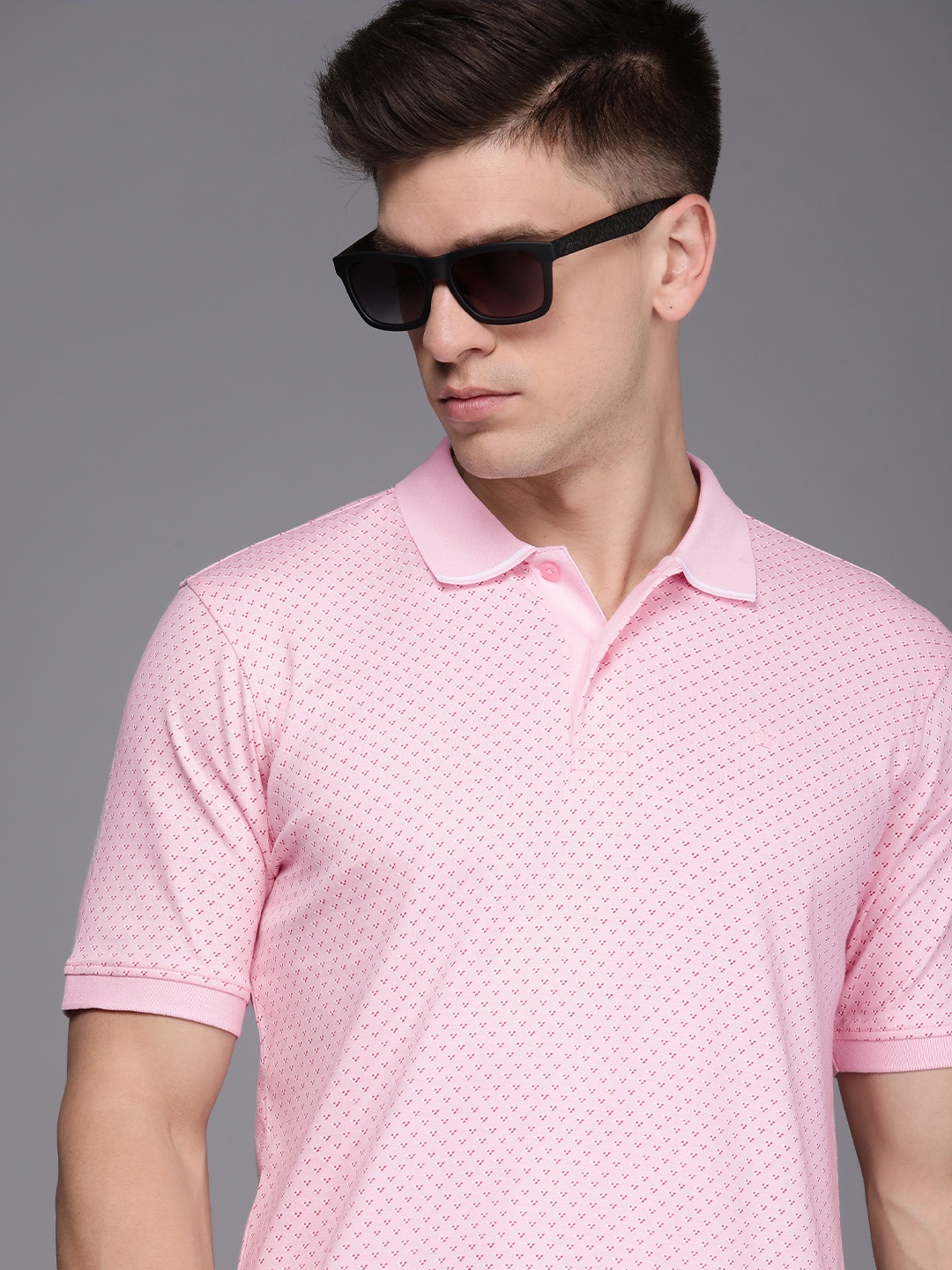 

Louis Philippe Men Pink Abstract Printed Pure Cotton T-shirt