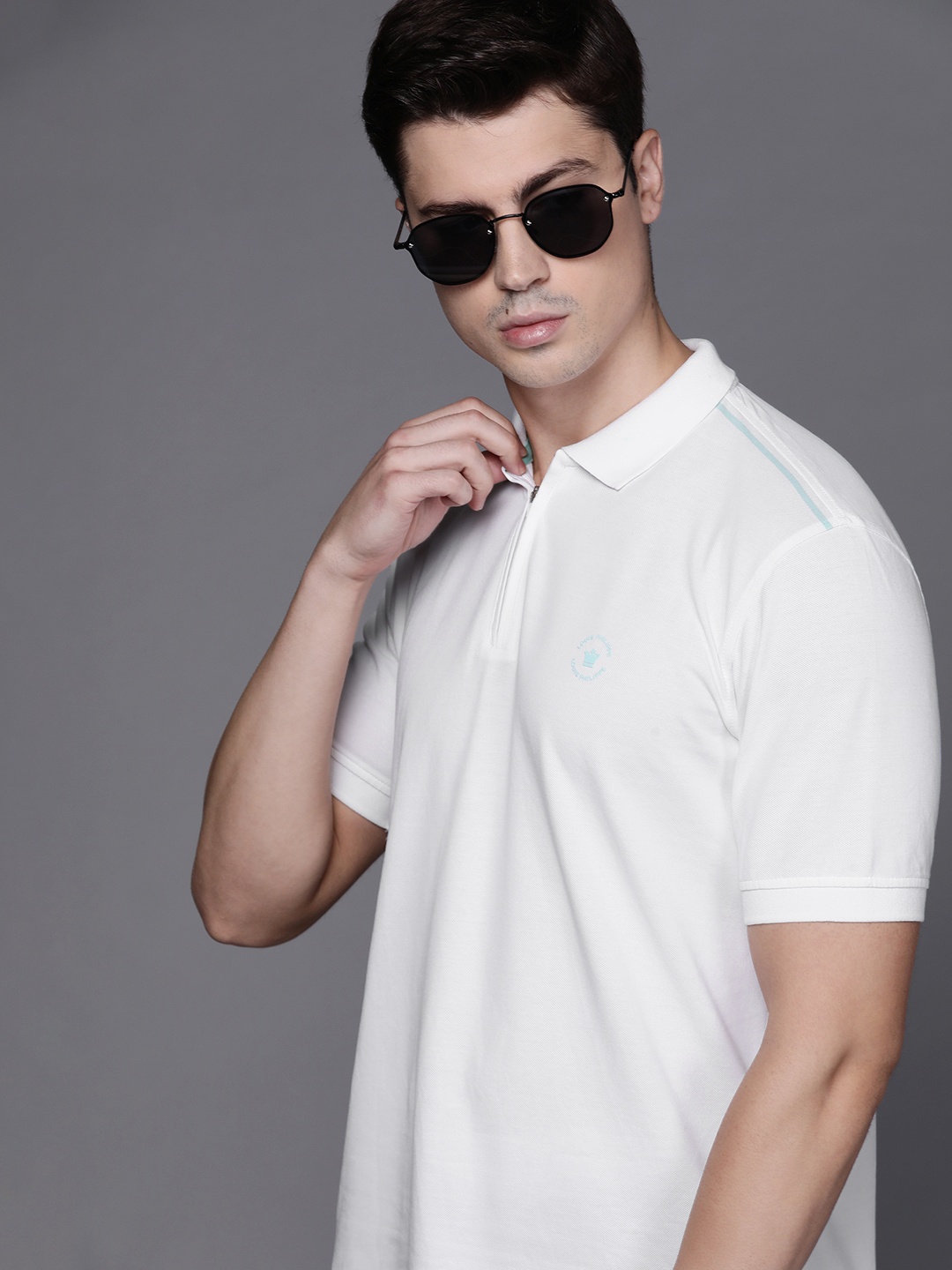 

Louis Philippe Men Solid Polo Collar T-shirt, White