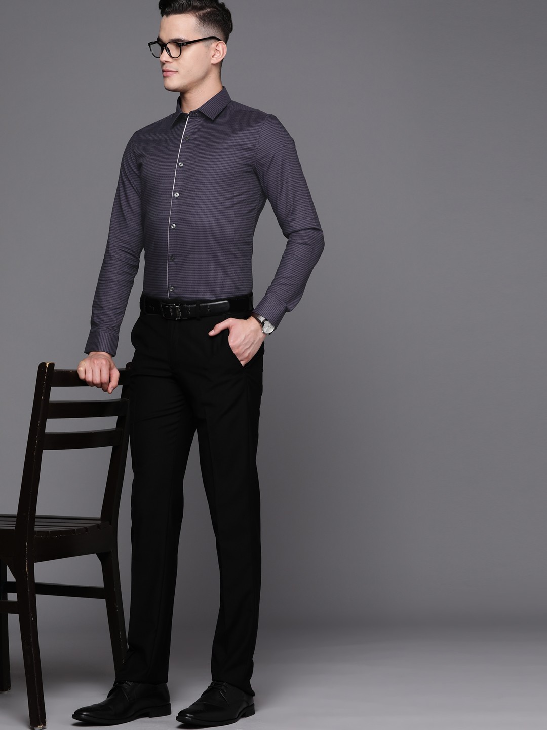 

Louis Philippe Super Slim Fit Printed Formal Shirt, Purple