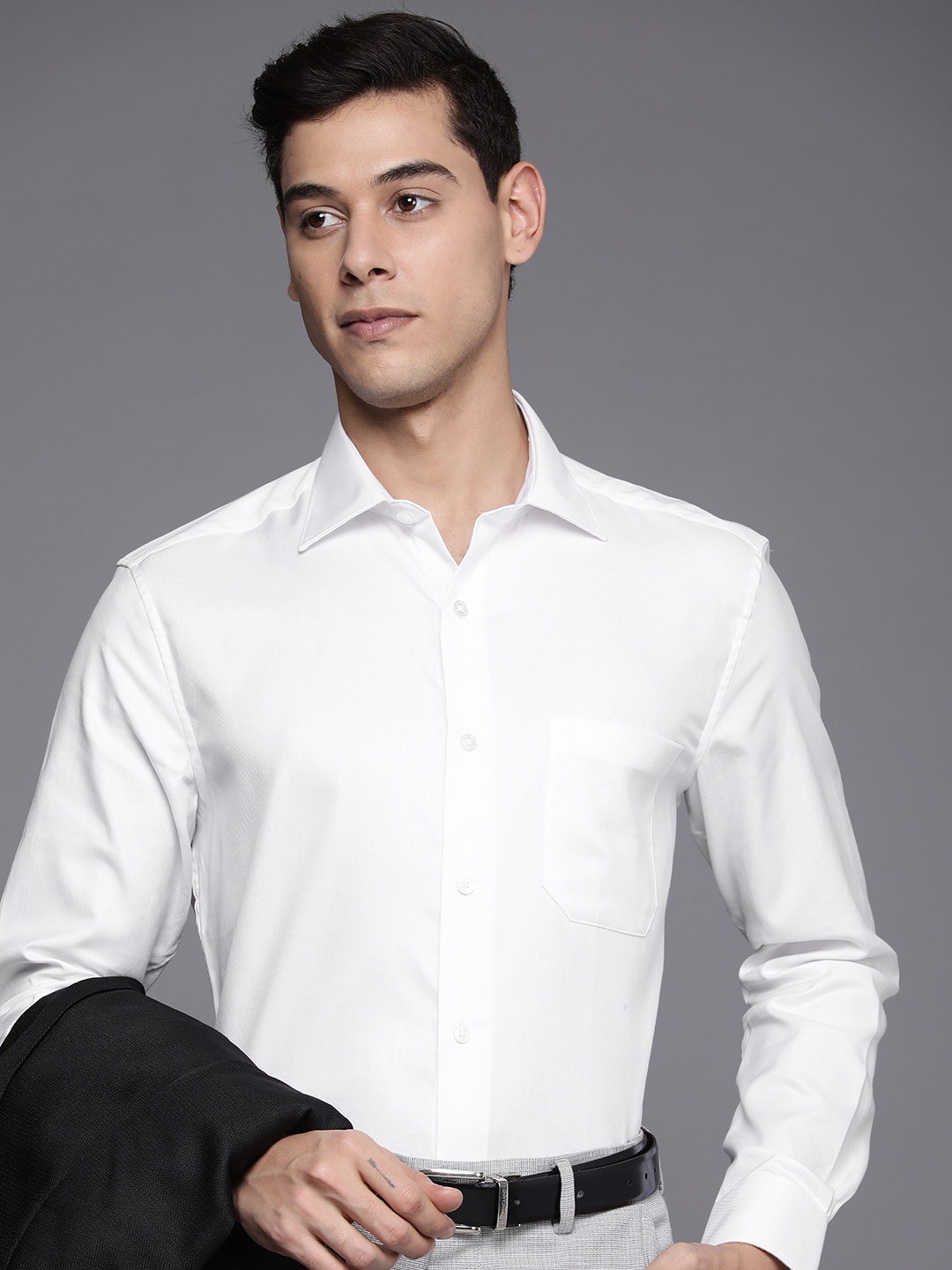 

Louis Philippe Men Solid Classic Fit Pure Cotton Formal Shirt, White