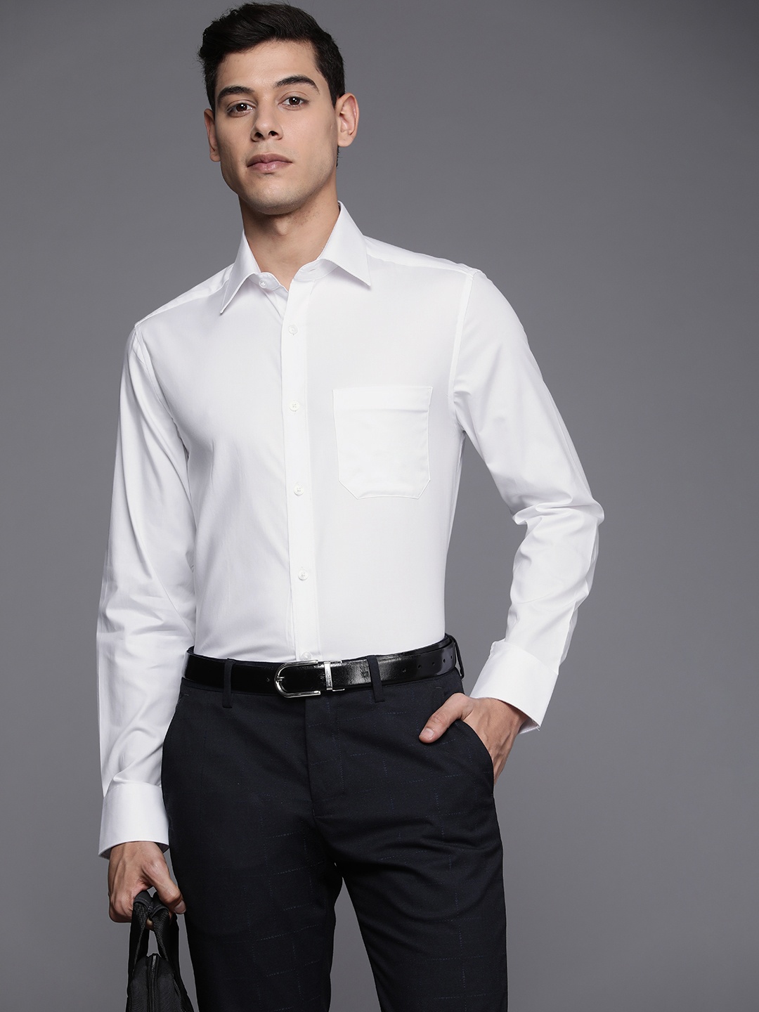 

Louis Philippe Men Classic Fit Solid Pure Cotton Formal Shirt, White
